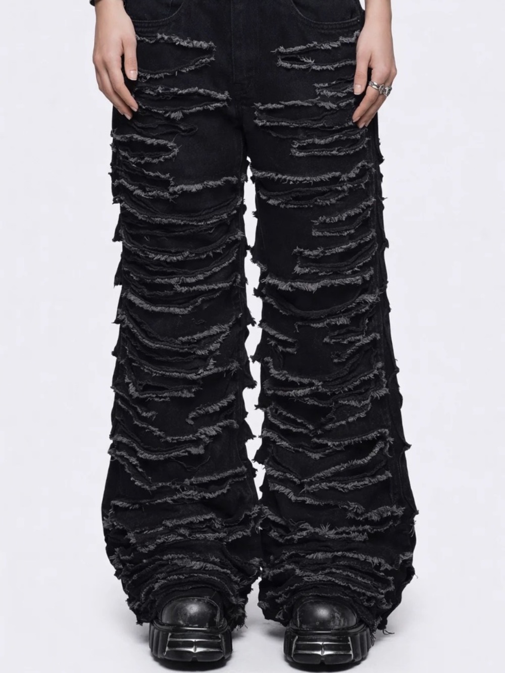 Riot Slash Y2K Black Distressed Baggy Jeans Size M